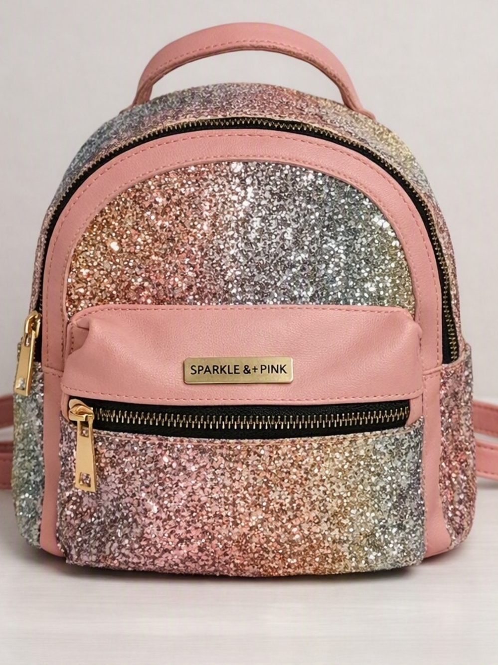 Sparkle In Pink Rainbow Glitter Mini Backpack Purse